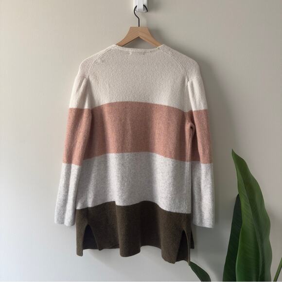Madewell Striped Colorblock Cardigan Sweater open front long sleeve wool/alpaca - Picture 2 of 10